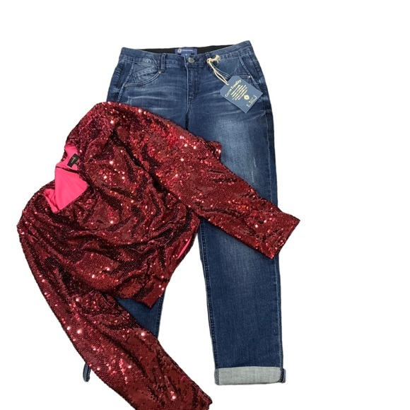 NWT OnTwelfth Sequined Top Women’s Size XL Red Holiday‎ - Picture 3 of 8